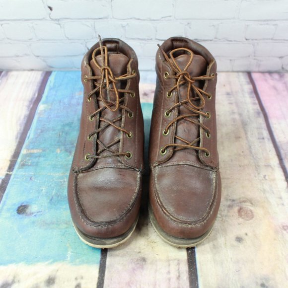 LL BEAN Chukka Lace Up Leather Ankle Boots 7 W - Picture 5 of 9